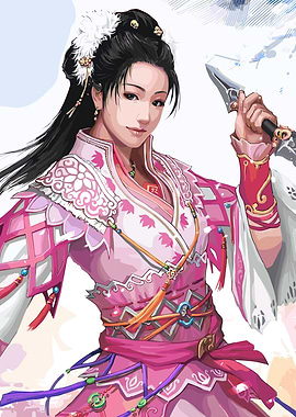 Female Warrior with Sword in Pink