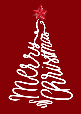 Merry Christmas Tree Text Art