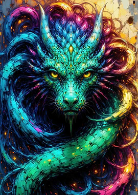 Colorful Dragon Portrait