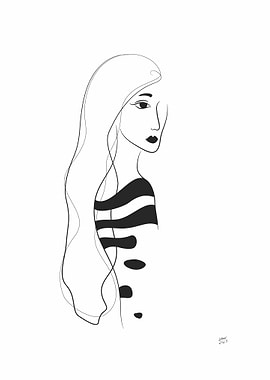 Minimalist Woman Portrait Line Art