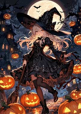 Anime Witch Halloween Night
