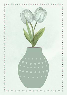 Watercolor Tulips in Vase Illustration