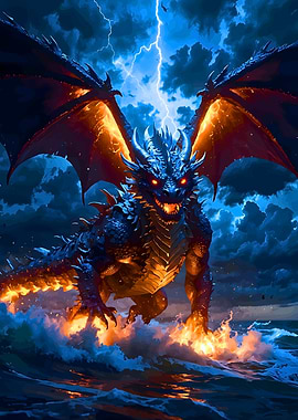 Dragon on the Sea with Lightning
