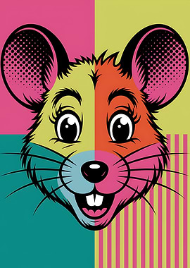 Colorful Cartoon Mouse Pop Art Portrait