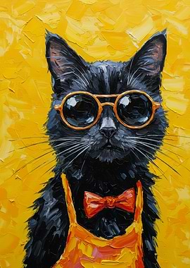 Cool Cat Painting with Sunglasses