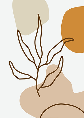 Minimalist Plant Line Art with Shapes