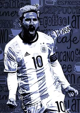 Messi Celebration Blue Tone Art