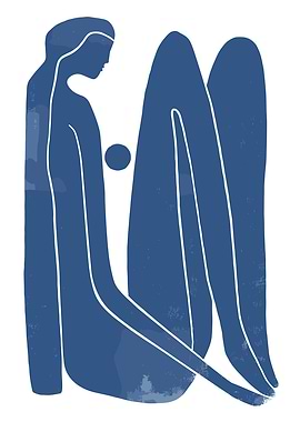 Blue Abstract Figure Sitting