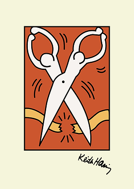 Keith Haring Scissors Cutting Ribbon
