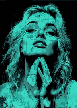 Marilyn Monroe Teal Pop Art Portrait