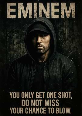 Eminem Portrait with Motivational Quote