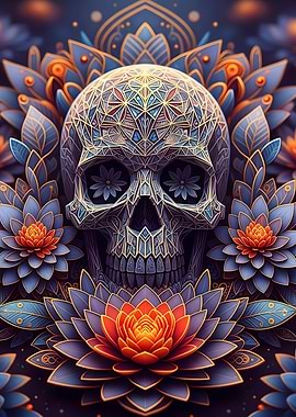 Ornate Skull with Floral Decoration