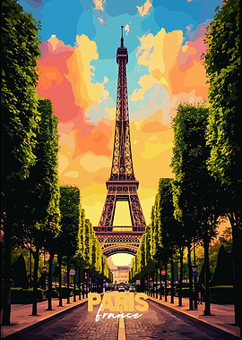 Eiffel Tower Paris France Illustration