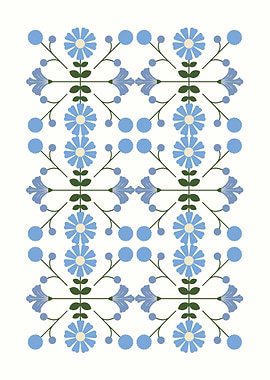Floral Pattern with Blue Flowers