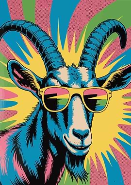 Cool Goat with Sunglasses Pop Art