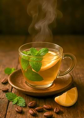 Hot Tea with Lemon and Mint