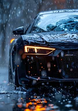 Audi R8 in the Rain