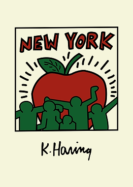 Keith Haring New York Apple Art