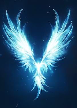 A pair of glowing anime wings gently hovering midair