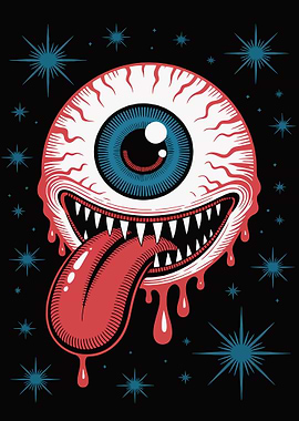 Creepy Eyeball Monster with Tongue