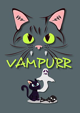 Vampurrr Halloween Cat Cartoon