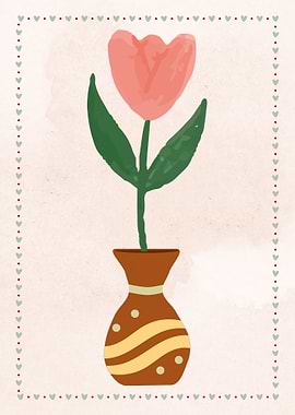 Pink Tulip in Vase Illustration