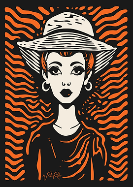 Woman with Hat Illustration