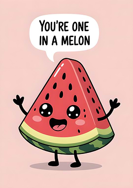 Cute Watermelon Cartoon with Pun