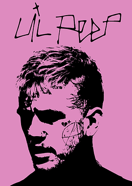 Lil Peep Portrait in Black and Pink