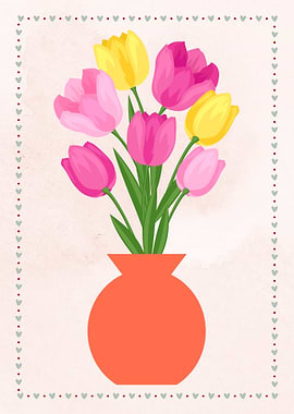 Tulips in Vase Illustration