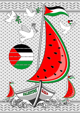 Palestine Gaza Watermelon Boat