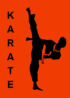 Karate Silhouette on Orange Background