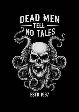 Skull and Octopus Tentacles Illustration