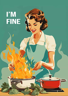 I'm Fine Retro Kitchen Art