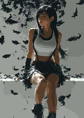 Tifa Lockhart with Feathers Digital Art