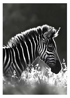 Monochrome Zebra Portrait in Natural Setting