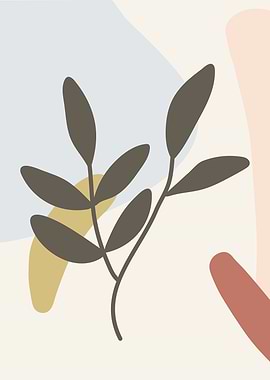 Abstract Botanical Illustration with Neutral Colors