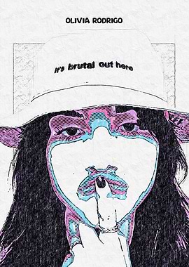 Olivia Rodrigo Illustration with 'brutal' Text
