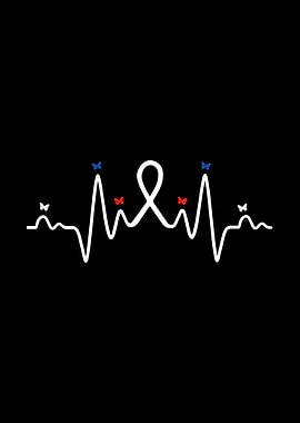 Heartbeat with Butterflies on Black Background