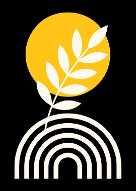 Minimalist Botanical Art with Rainbow