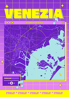 Venezia Map Retro Aesthetic