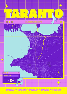 Taranto, Italy Map Art