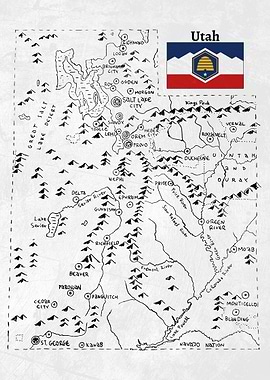 Hand Drawn Map of Utah