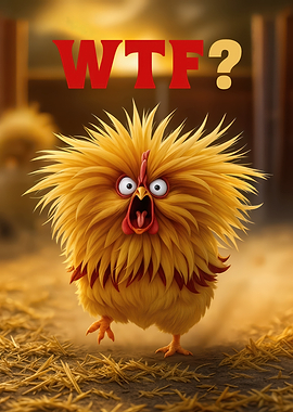 Surprised Chicken with WTF Text