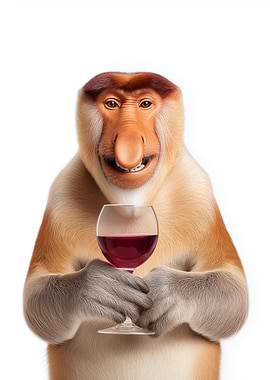 Proboscis Monkey with Wine Glass