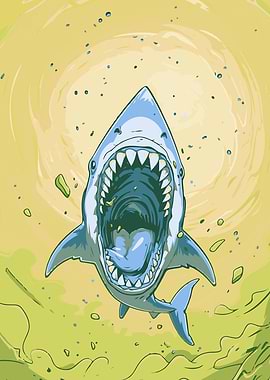 Cartoon Shark with Open Mouth