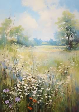 Floral Meadow Painting