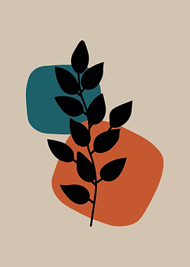 Minimalist Plant Art with Geometric Shapes