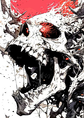 Skull with Red Eyes Digital Art