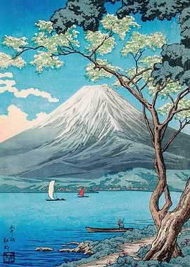 Mount Fuji Japanese Woodblock Print Landscape